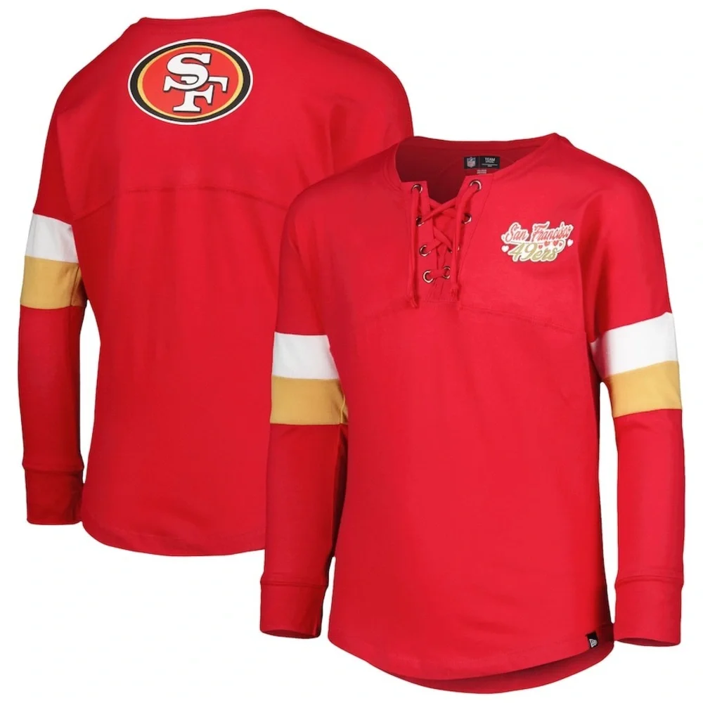 Girls Youth San Francisco 49ers‎ New Era Scarlet Lace-Up Long Sleeve T-Shirt